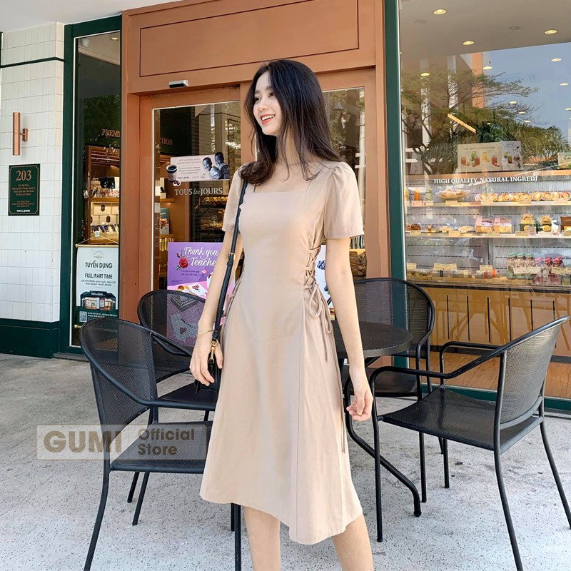 Váy cổ vuông dự tiệc dáng xòe tay phồng có dây rút eo - Đầm dài dự tiệc dáng xòe Gumi trẻ trung xinh đẹp GM2070 | BigBuy360 - bigbuy360.vn