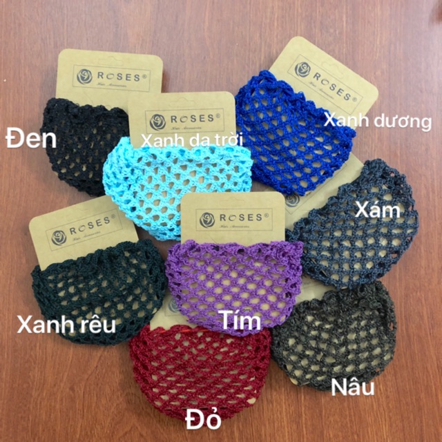 Set 2Lưới búi tóc nhiều màu ROSES Hair Accessories