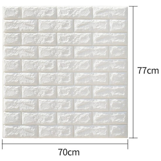 10 Miếng Xốp Dán Tường 3D Khổ 70x77CM Chống Ẩm Giá Rẻ, 10 MIẾNG DÁN TƯỜNG GIẢ GẠCH 3D MÀU TRẮNG, 10 TẤM XỐP DÁN TƯỜNG GI