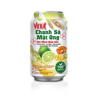 [LỐC 6 LON ] Chanh Sả Mật Ong Với Muối Biển Sâu Vinut 330ml