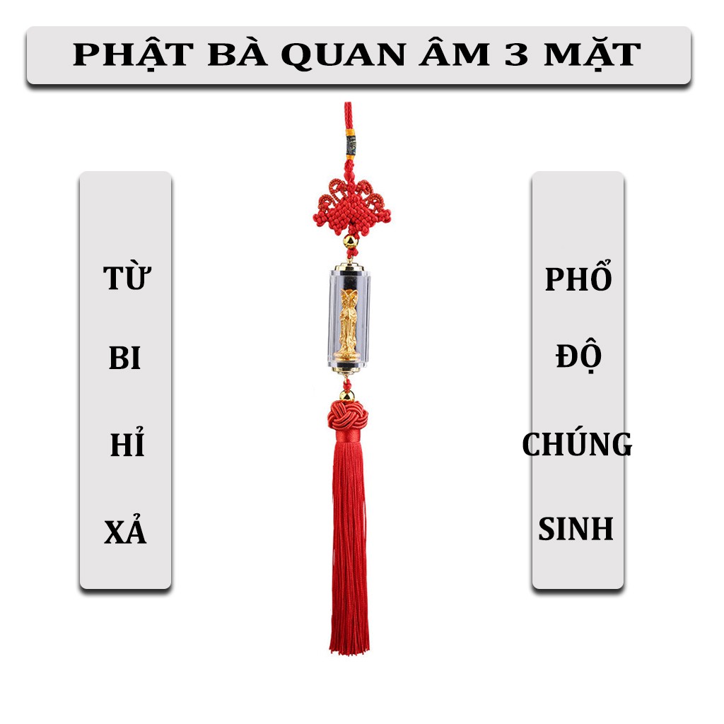 Dây Treo Tượng Phật 3 Mặt _ Tượng Quan Thế Âm Bồ Tát , Dây Treo Ô Tô