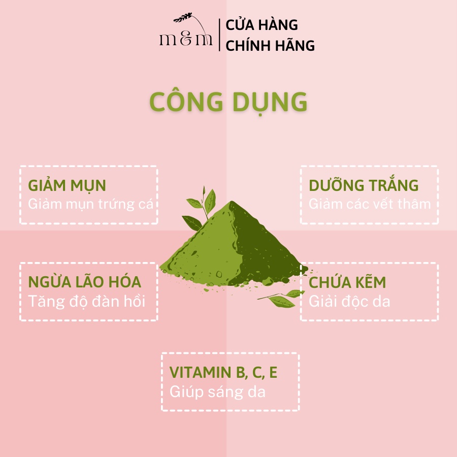 Combo Bột Trà Xanh + Bột Cám Gạo Đắp Mặt, Tắm Trắng, Nguyên Chất, Hữu Cơ, Handmade, Trắng Da, Mờ Thâm Sạm