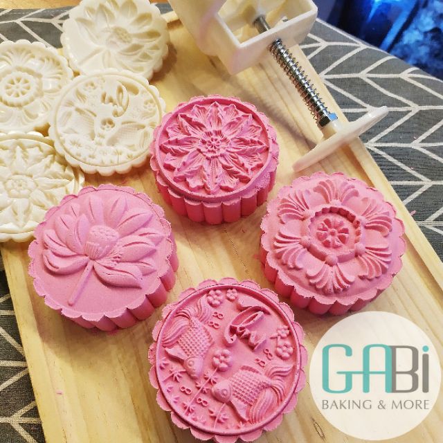 Khuôn trung thu lò xo 4 mặt cá chép, hoa sen 150g