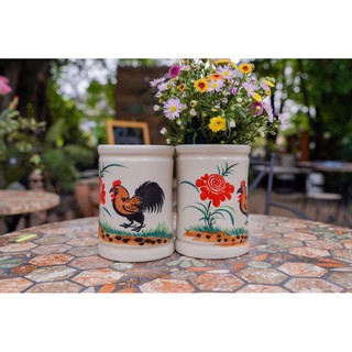 Ống đũa gốm sứ con gà vẽ tay thủ công