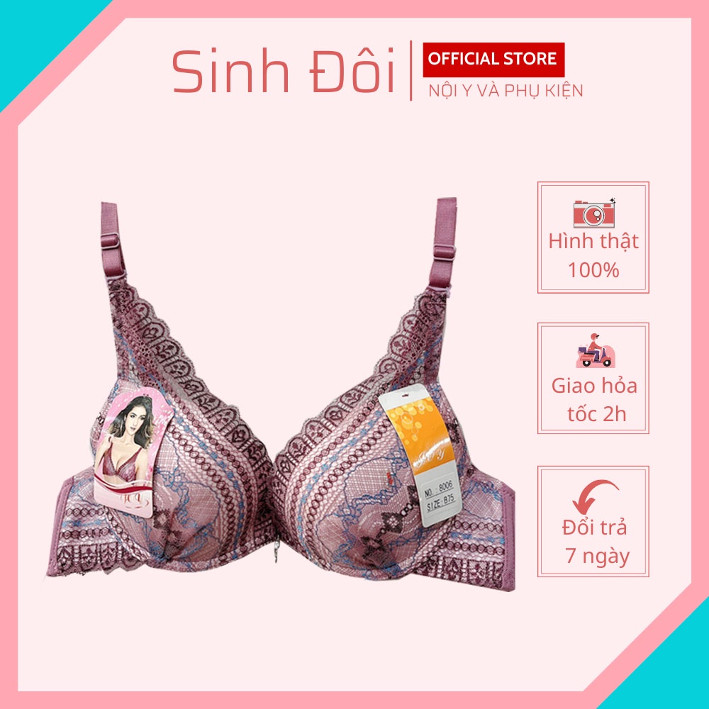 Áo ngực nữ ren nâng ngực chữ V Joy 8006 có gọng mút vừa có thể tháo rời size 34-36-38