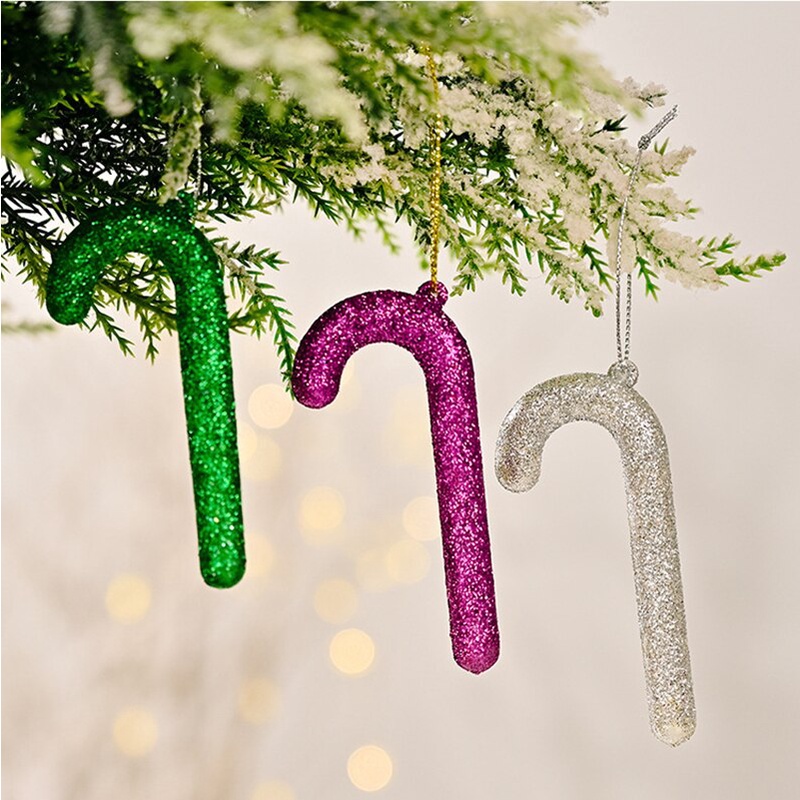 Set 6 gậy treo trang trí cây thông noel làm từ PVC bền bỉ với màu sắc bắt mắt ngẫu nhiên