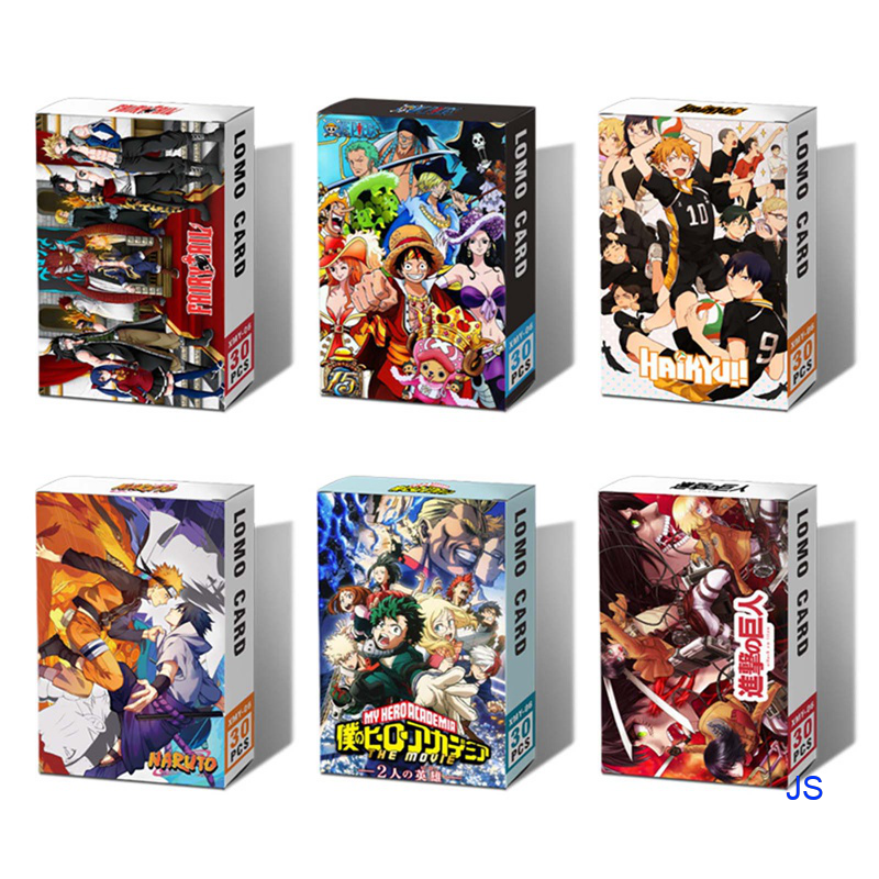 JS Haikyuu!! Attack On Titan, FAIRY TAIL, NARUTO, ONE PIECE, My Hero Academia, Re:Life In A Different World From Zero Photocard Lomo Card 30pcs/Set