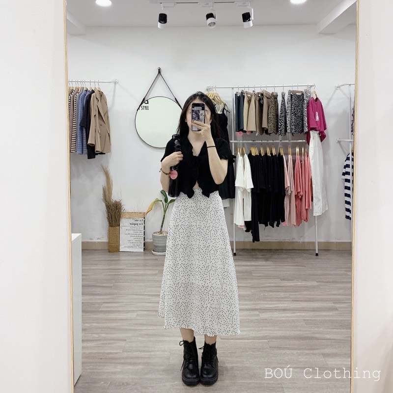 Áo croptop len tăm cột dây