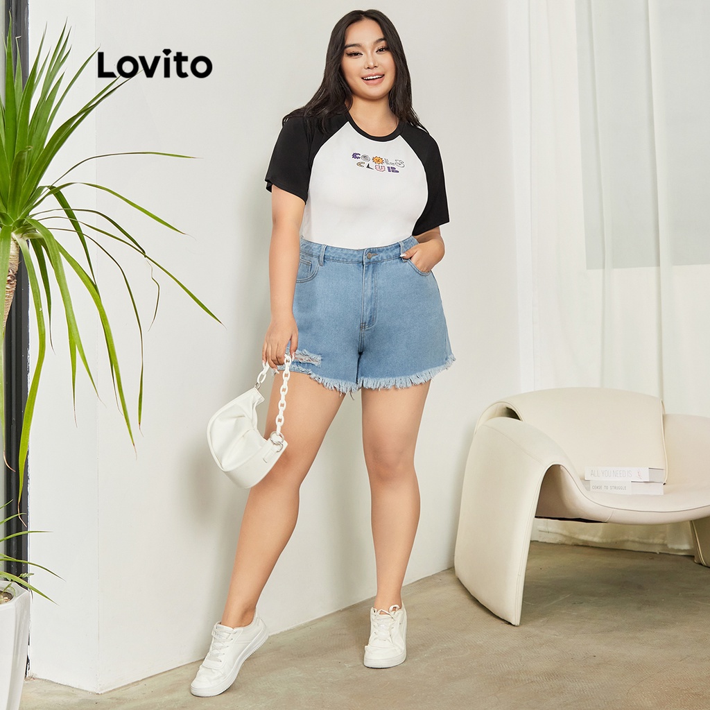 (1XL-4XL) Áo Thun Raglan Tay Áo Màu Tương Phản Kích Thước 920 PLUS SIZE-B3-TSPS3D094