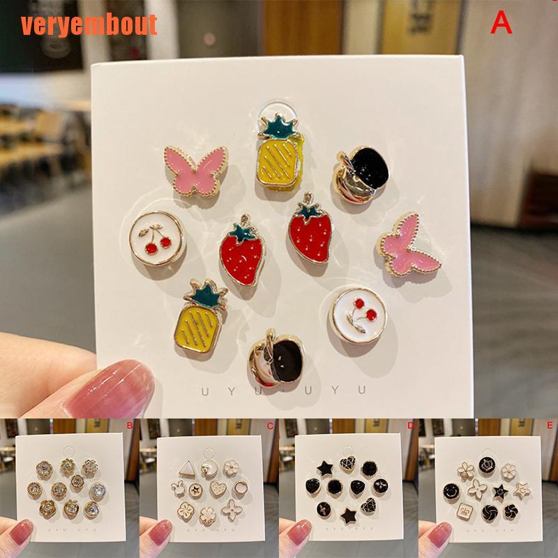 10PC Shirt Brooch Buckle Pearl Button Neckline Pin Women Cufflinks Decora