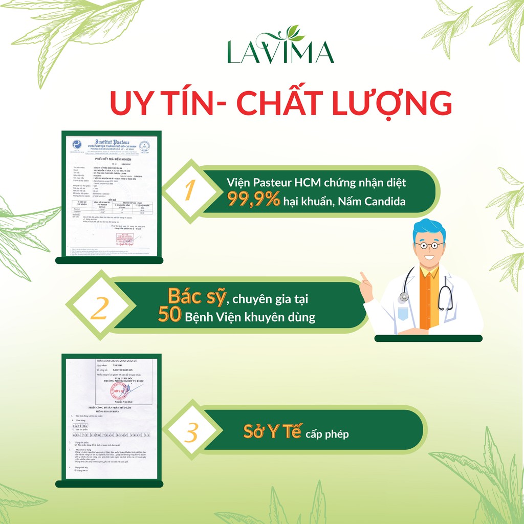 Combo 6 Dung Dịch Vệ Sinh Phụ Nữ Thảo Dược Châu Âu LAVIMA 88g - Huyết Trắng, Nấm Ngứa, Lộ Tuyến- An Toàn Cho Mẹ Bầu