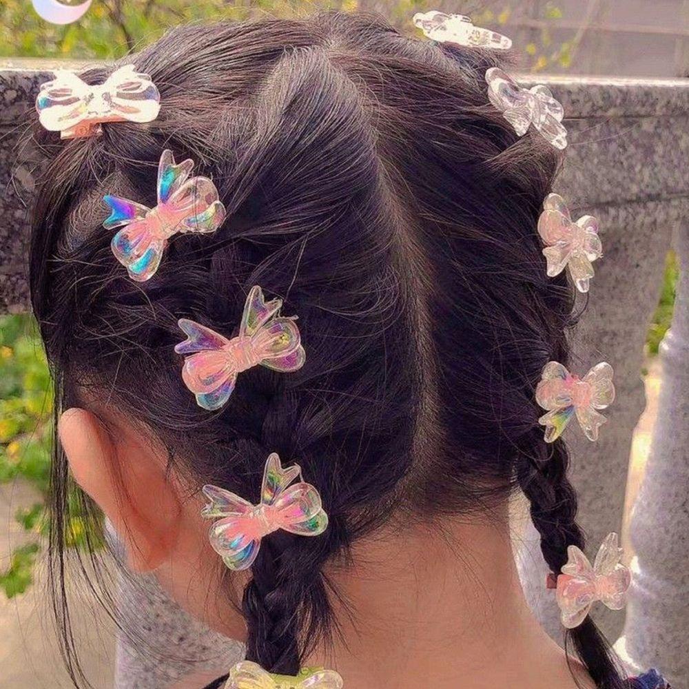 Kẹp Tóc Nơ Trong Suốt Màu Trơn Kiểu Hàn Quốc Dễ Thương Cho Bé Gái
