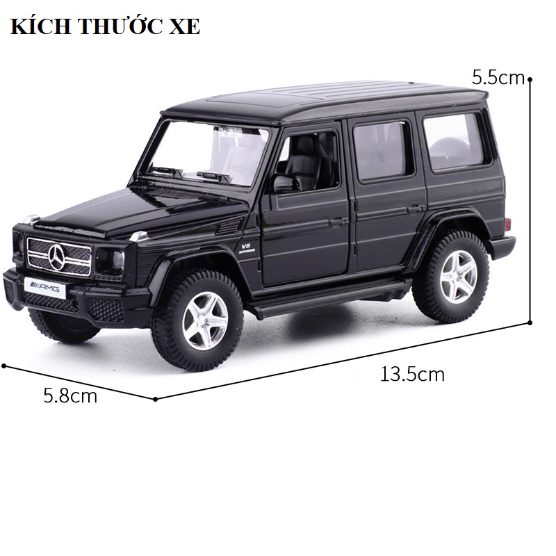 Đồ chơi xe mô hình ô tô Mercedes G63 bằng sắt tỉ lệ 1:36 chạy cót mở các cửa