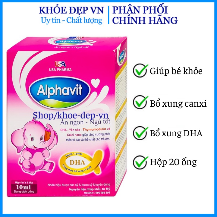 Siro cho bé ALPHAVIT bổ sung DHA và các vitamin thiết yếu cho trẻ - Hộp 20 ống