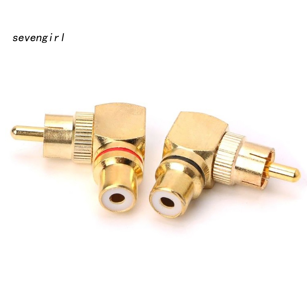 Set 2 Đầu Nối RCA Góc Phải 90 Độ Mạ Vàng