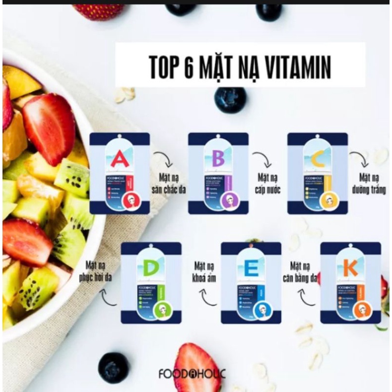 10 mặt nạ vitamin (a,b,c,d,e,k)