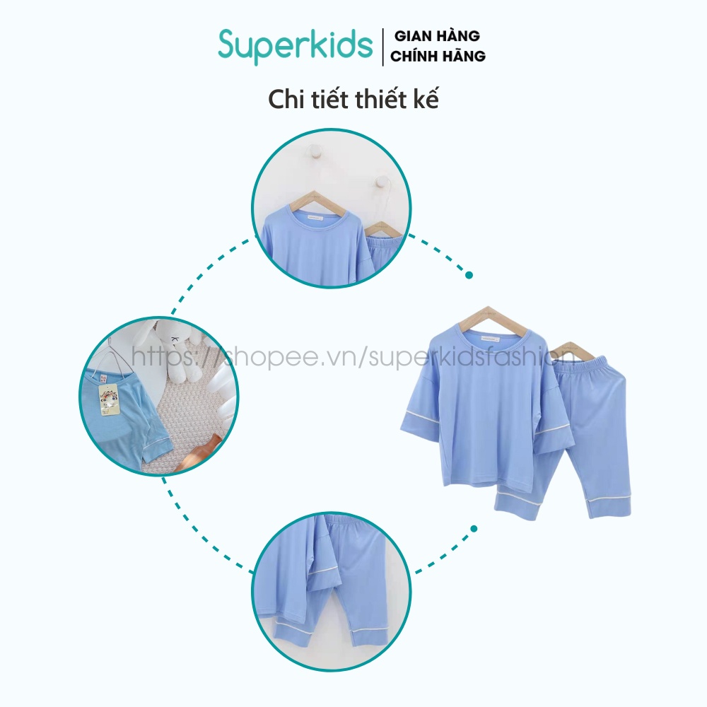 Bộ thun lạnh cao cấp lé trắng cho bé 8-16kg QATE747
