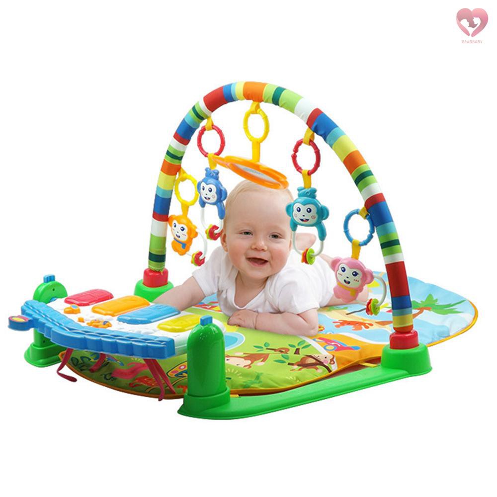 🎀2 in 1 Baby Kick and Play Piano Gym Mat Rack Newborn Music Fitness Rack Rattle Toy Play Crawling Mat Early Educational Toy for 0~36 Months Old Babies