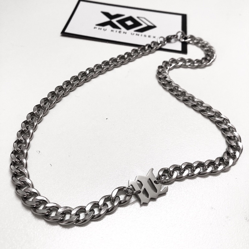 Dây Chuyền Thép Titan Mặt Chữ Không Gỉ Phong Cách Hiphop - Vòng Cổ Unisex StreetStyle Thép Không Gỉ