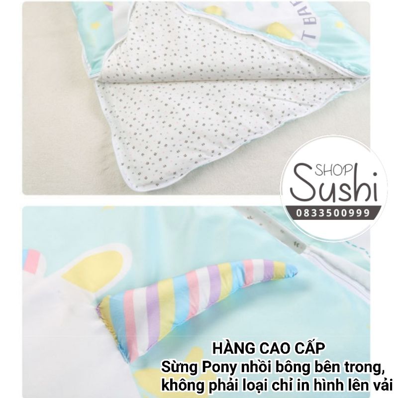 Túi ngủ trẻ em Pony cao cấp, Túi ngủ cho bé