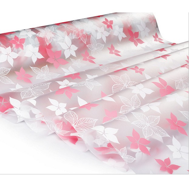 Decal giấy dán kính hoa năm cánh hồng khổ rộng 0.45m
