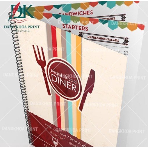 In menu đóng quyển, đóng gáy lò xo
