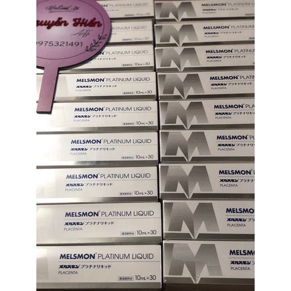 Nước Uong Nhau Thai ngựa Melsmon Platinum Liquid Placenta giúp Sáng Da,Mờ Nám,Chống lão hoá...hộp 30 ống của Nhật Bản
