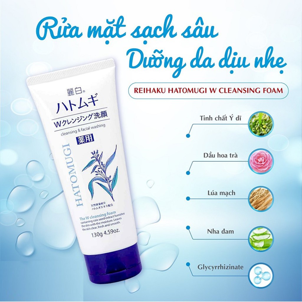 Sữa Rửa Mặt Tẩy Trang Và Làm Sáng Da Reihaku Hatomugi Cleansing Foam 130g