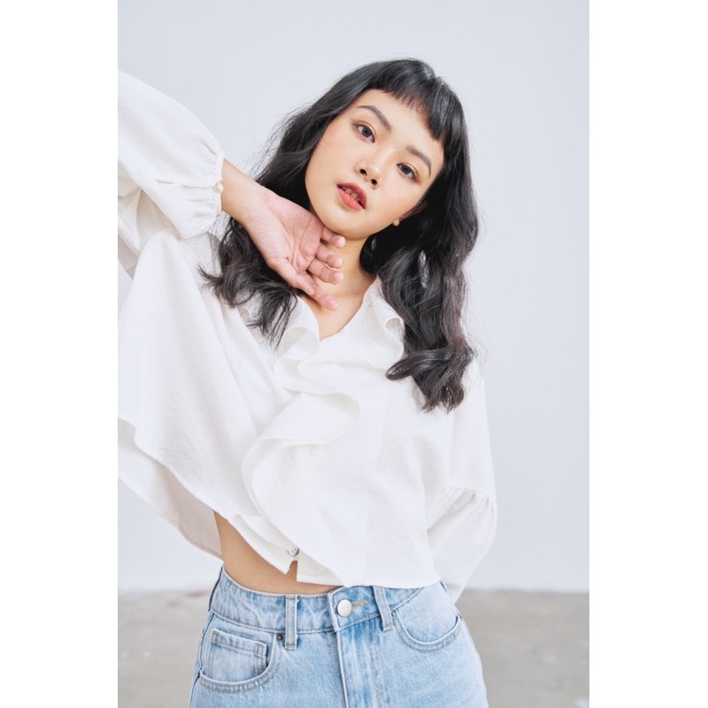 Áo chất xô cổ bèo LEN clothing 3 màu 7489