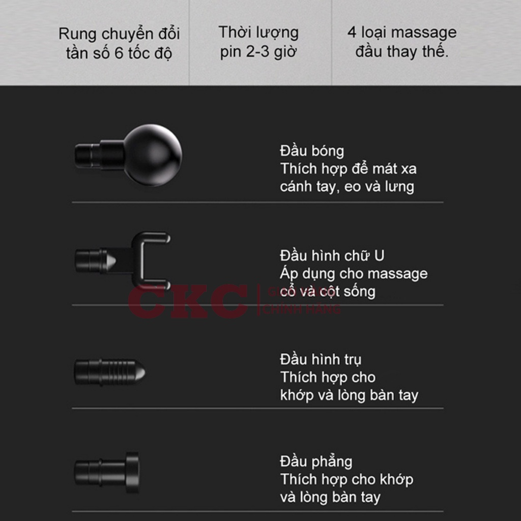 Máy đấm lưng - Máy massage cầm tay 6 chế độ mát xa cổ vai gáy đánh tan mỡ bụng dễ dàng mang theo-CKC