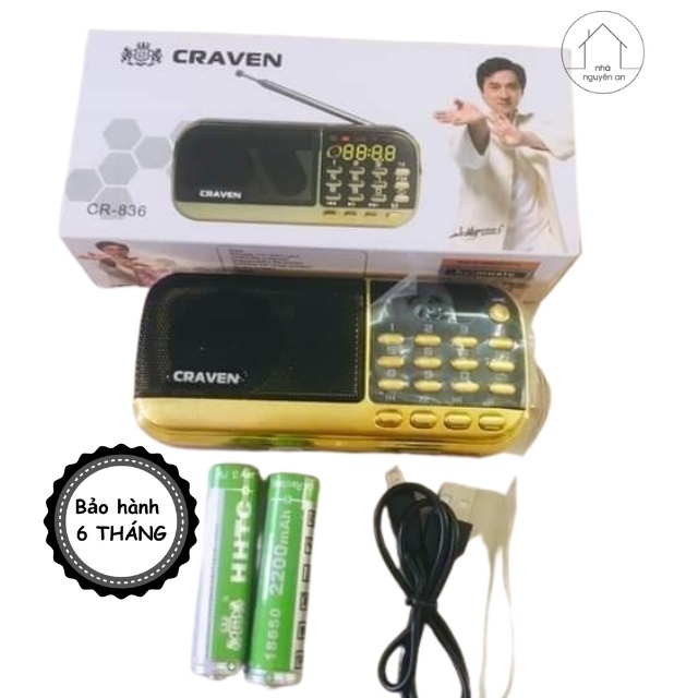 Loa đài mini tắm ngôn ngữ học ngoại ngữ học tiếng Anh nghe nhạc nghe kinh phật Craven 2pin 836S