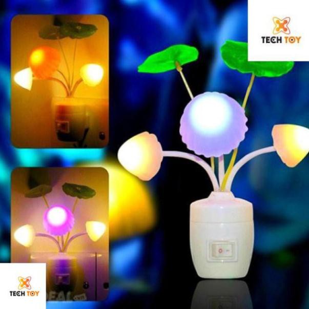 SIÊU HOT SIÊU RẺ Đèn ngủ tự động cảm ứng ánh sáng đổi màu hình cây nấm siêu cute TECHTOY 2020