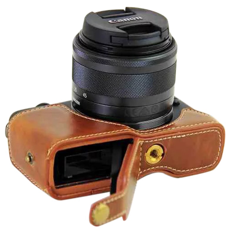 Vỏ da PU nửa thân bảo vệ dành cho máy Canon EOS M10/ M100/ M200