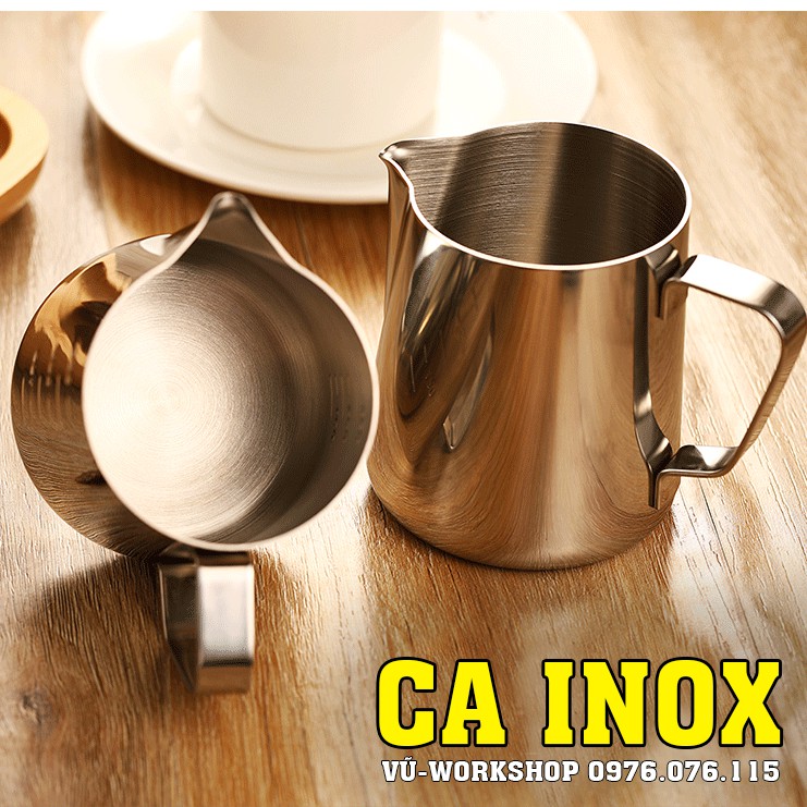 Ca Inox đánh sữa  nấu sáp nến, nấu đất sáp, pha cafe - 350ml, 600ml và 900ml