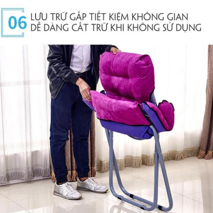 Ghế gấp sofa lười kèm ghế giúp thư giãn phù hợp mọi lứa tuổi có thể gấp gọn