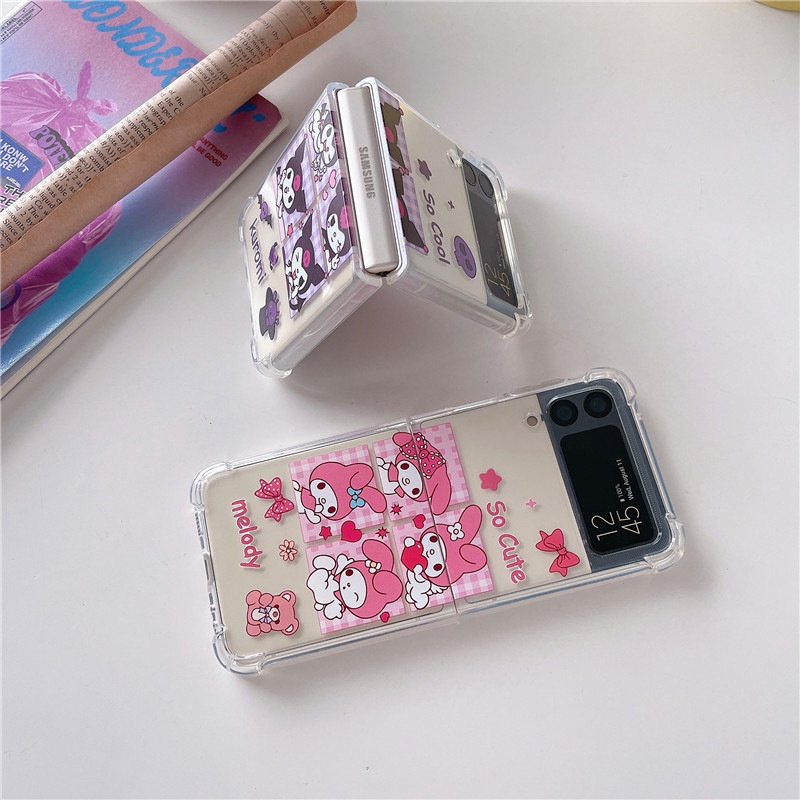 Ốp Samsung Galaxy Z Flip4 5G / Z Flip 4 / Z Flip3 5G / Z Flip 3 trong suốt dễ thương ZF403 ZF404
