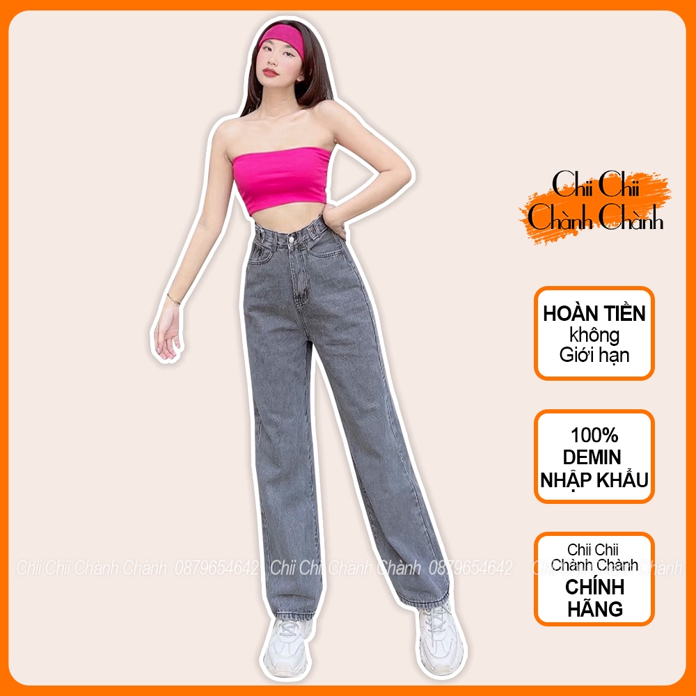 Quần bò nữ vải bò,quần jeans ống rộng lưng cao, Quần jean nữ ống rộng xanh đen dáng suông dáng dài ulzzang BGJ008 | BigBuy360 - bigbuy360.vn