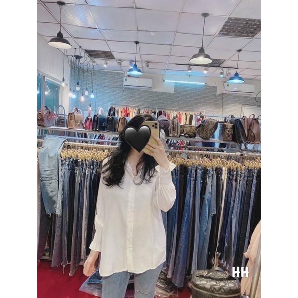 Áo sơ mi trắng chun tay áo cổ bẻ dúm tay cực xinh chất đũi tơ xước