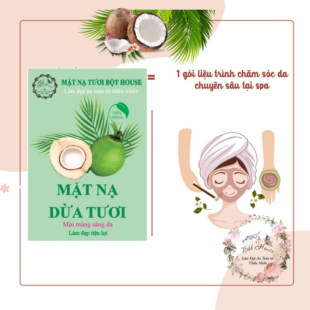 (FACE )MẶT NẠ DỪA TƯƠI  HANDMADE NHÀ BỘT GIÚP DA TRẮNG MỊN ,CĂNG BÓNG