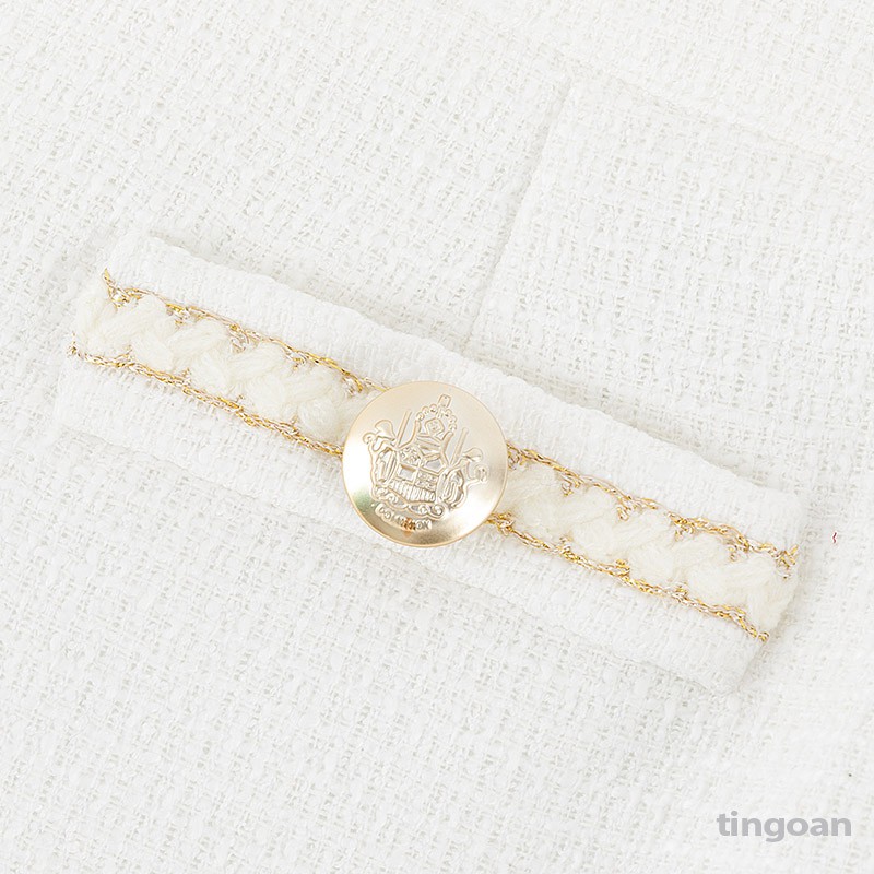 TINGOAN® - Chân váy cạp lưng cao bện dây tweed trắng tingoan FAIRY GLAM SKIRT/WH