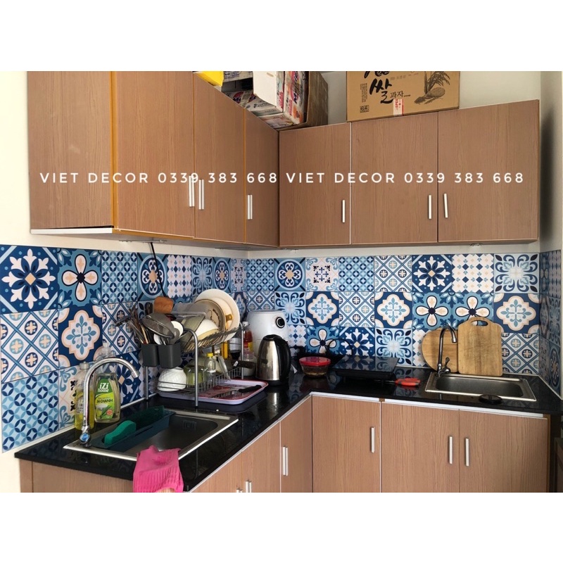 Decal dán bếp - Set 1m dài Decal Gạch Bông họa tiết Đơn giản - Trang trí, Dán tường - Viet Decor