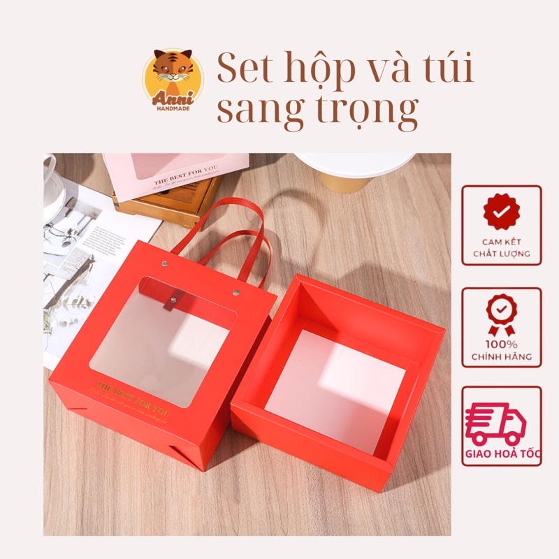 Set hộp và túi quà màu đỏ sang trọng Anni Home