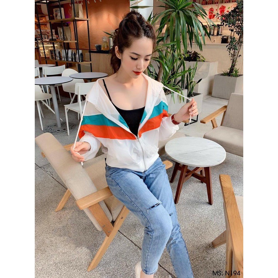 ÁO KHOÁT DÙ NỮ PHỐI MÀU ÁO THỜI TRANG NĂNG ĐỘNG