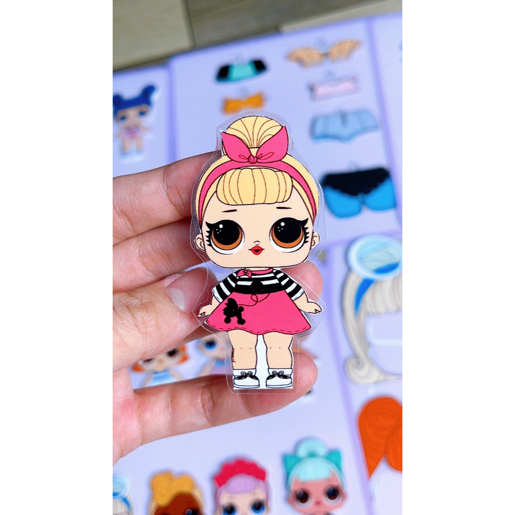 Sách bóc dán Búp Bê Thời trang LOL, quà tặng sinh nhật cho bé gái , Học liệu bóc dán Thay đồ cho ChiBi Búp bê thời trang