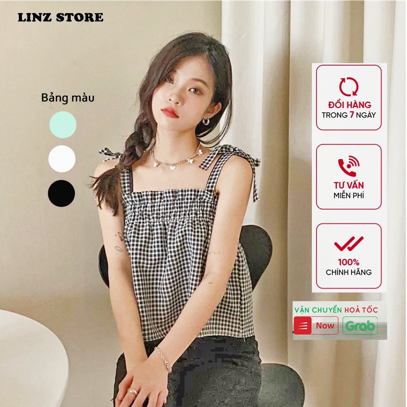 Áo hai dây nữ Linzstore - Áo kiểu 2 dây bản to có điều chỉnh dây vai vải thô mềm, thoáng mát