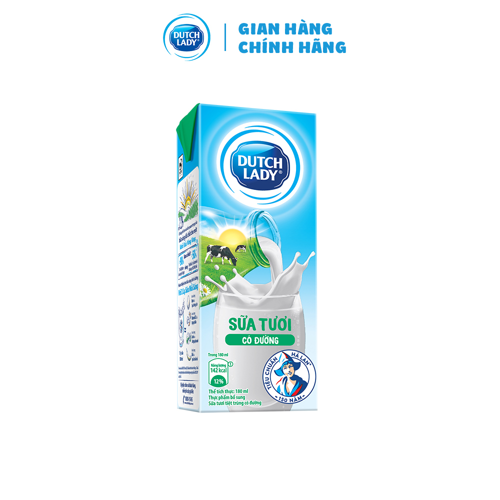 Lốc Sữa Tươi Dutch Lady Fresh Có Đường 4x180ml