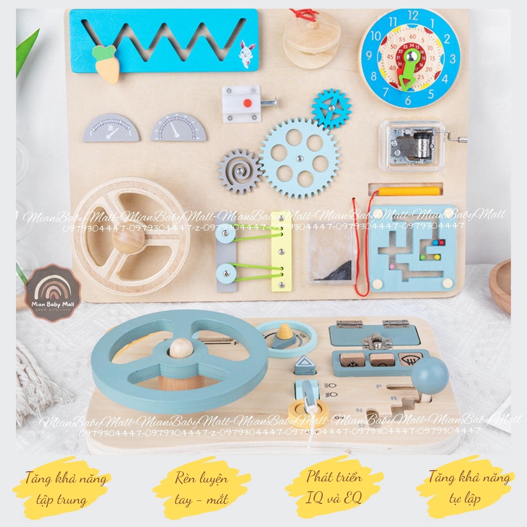 Bảng bận rộn - Busy board - Đồ chơi giáo dục sớm Bảng bận rộn Vô lăng xe