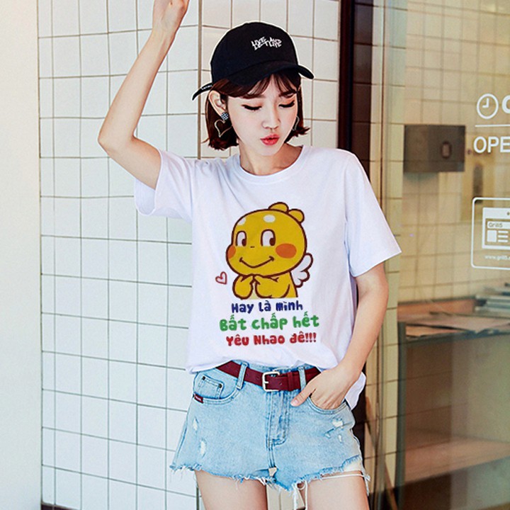 Áo Thun Nữ Unisex Hoạt Hình Hay Là Mình Bất Chấp Hết Yêu Nhao Đê ATN4831