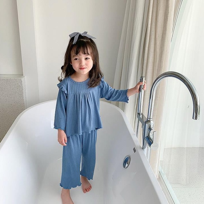 Bộ đồ ngủ bé gái mùa hè mát mẻ Bộ đồ ngủ dài tay bé gái 1-12 tuổi | Đồ ngủ thoáng khí | Đồ ngủ cho ngày và đêm