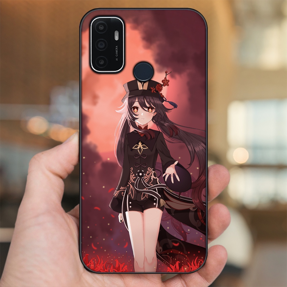 Ốp lưng Oppo A53 viền đen in hình Hutao Genshin Impact